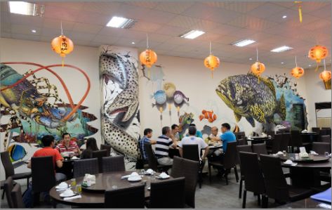 千阳海鲜餐厅墙体彩绘